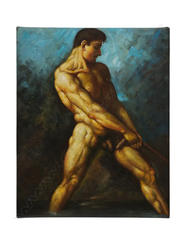 After Théodore Géricault - copy of study of male nude (c.1818) NZ c.2000 oil on canvas Image 1++